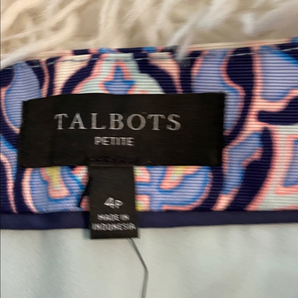 Talbots Blue and Yellow Patterned Pencil Skirt size 4P brand new length 18” - Picture 5 of 8